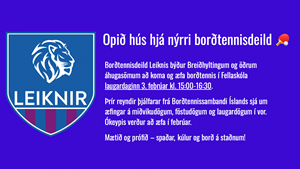 Borðtennis hjá Leikni - opið hús